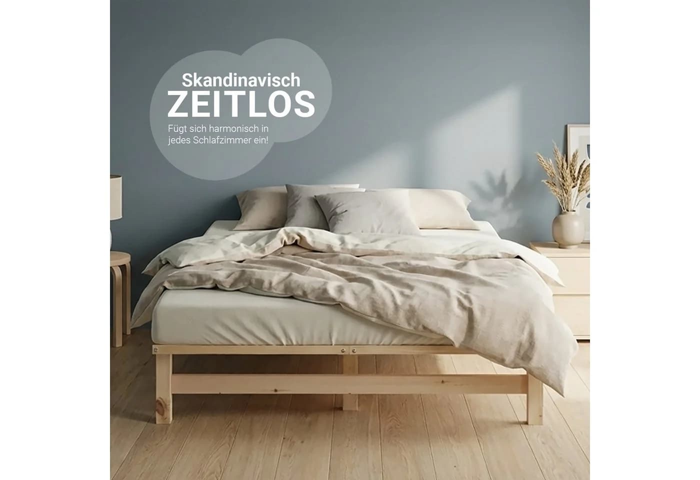 Homestyle4u Palettenbett Holzbett Natur massiv - Bild 3