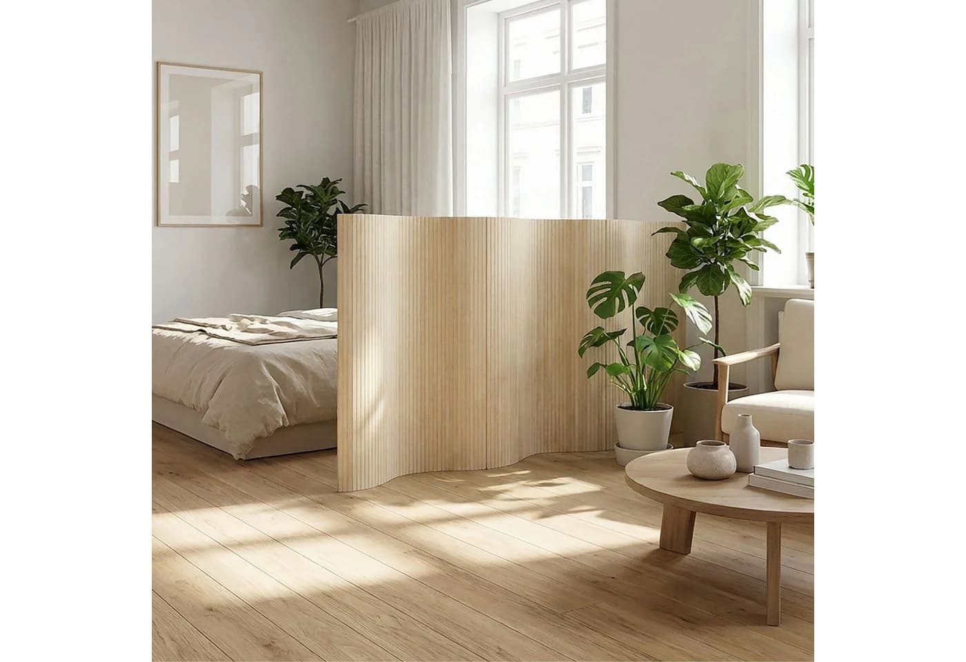 Homestyle4u Paravent Raumteiler Bambus Sichtschutz Trennwand