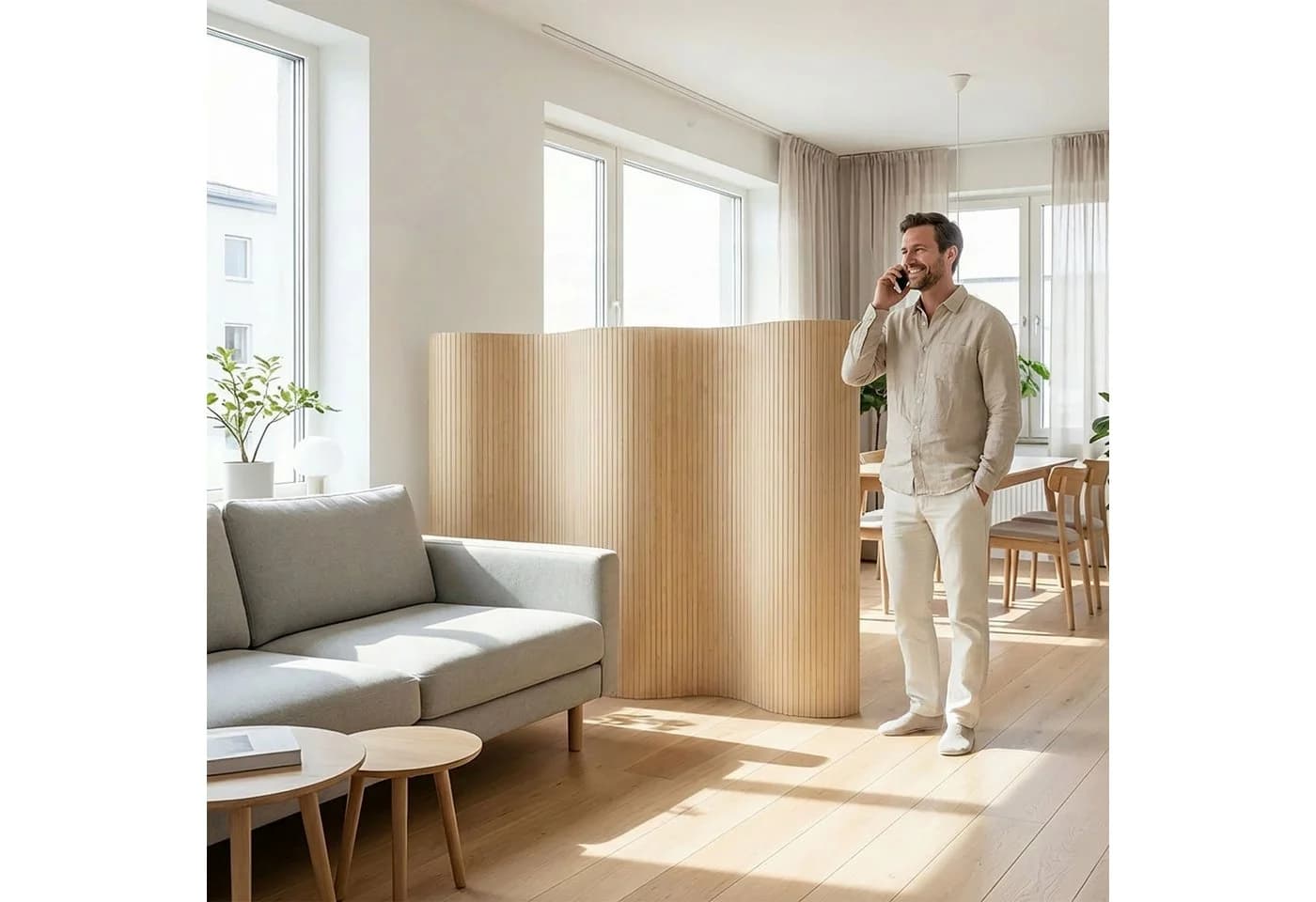 Homestyle4u Paravent Raumteiler Bambus Sichtschutz Trennwand - Bild 2