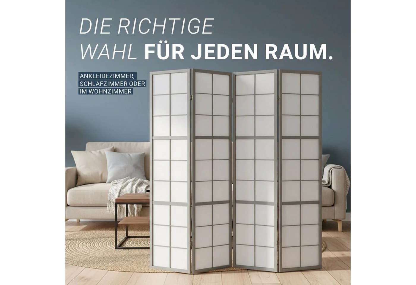 Homestyle4u Paravent Raumteiler Grau Shoji Holz - Bild 3