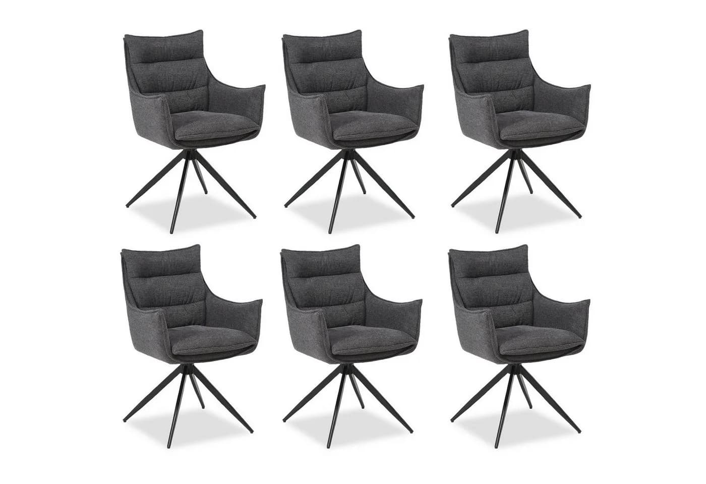 Homestyle4u Armlehnstuhl Polsterstuhl Grau Metallgestell 6er-Set - Bild 2