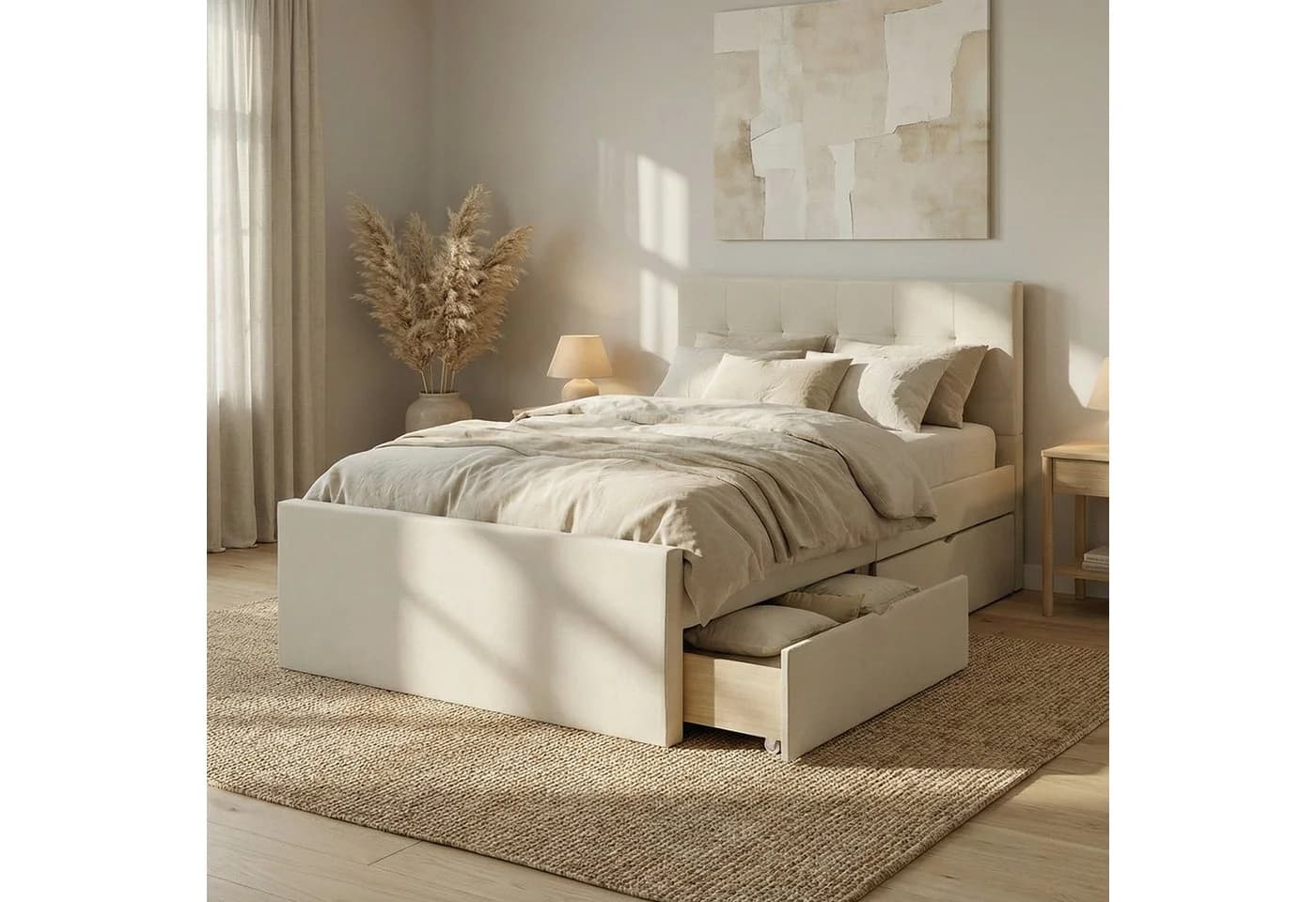 Homestyle4u Polsterbett 120x200 cm mit Stauraum und Kopfteil - Bild 2