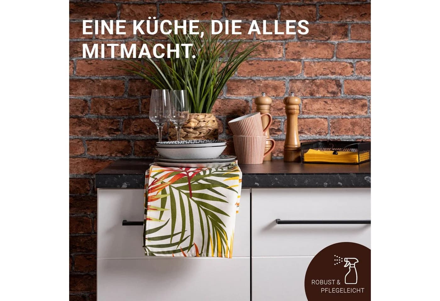 Homestyle4u Küchenzeile 200 cm Weiß Minimalistisches Design - Bild 4