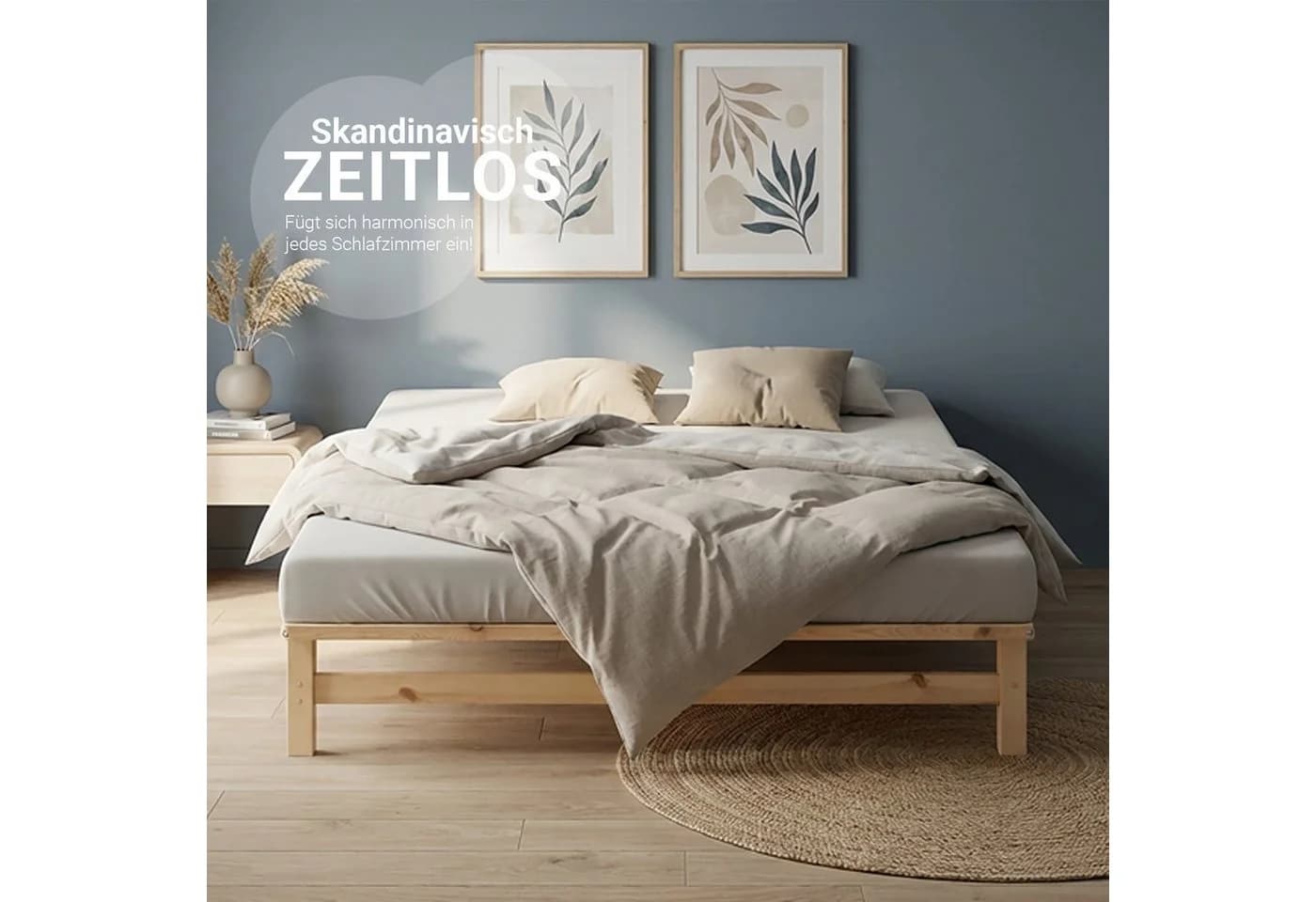 Homestyle4u Palettenbett 160x200 cm Kiefernholz massiv mit Lattenrost - Bild 5