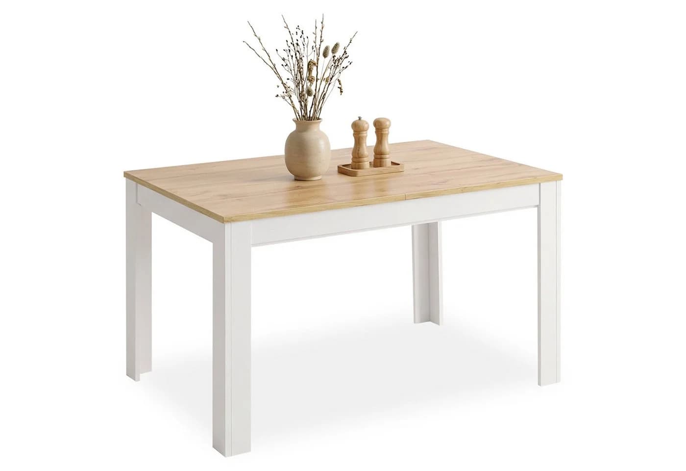 Homestyle4u Ausziehbarer Esstisch Weiß Eiche Optik - Bild 4