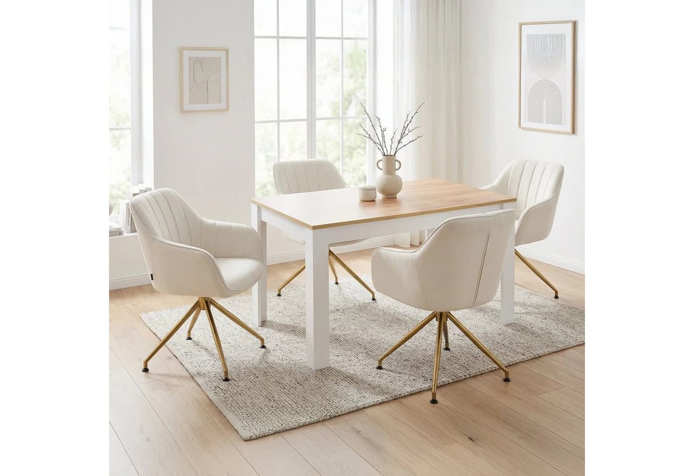 Homestyle4u Esstisch ausziehbar Weiß Eiche Optik