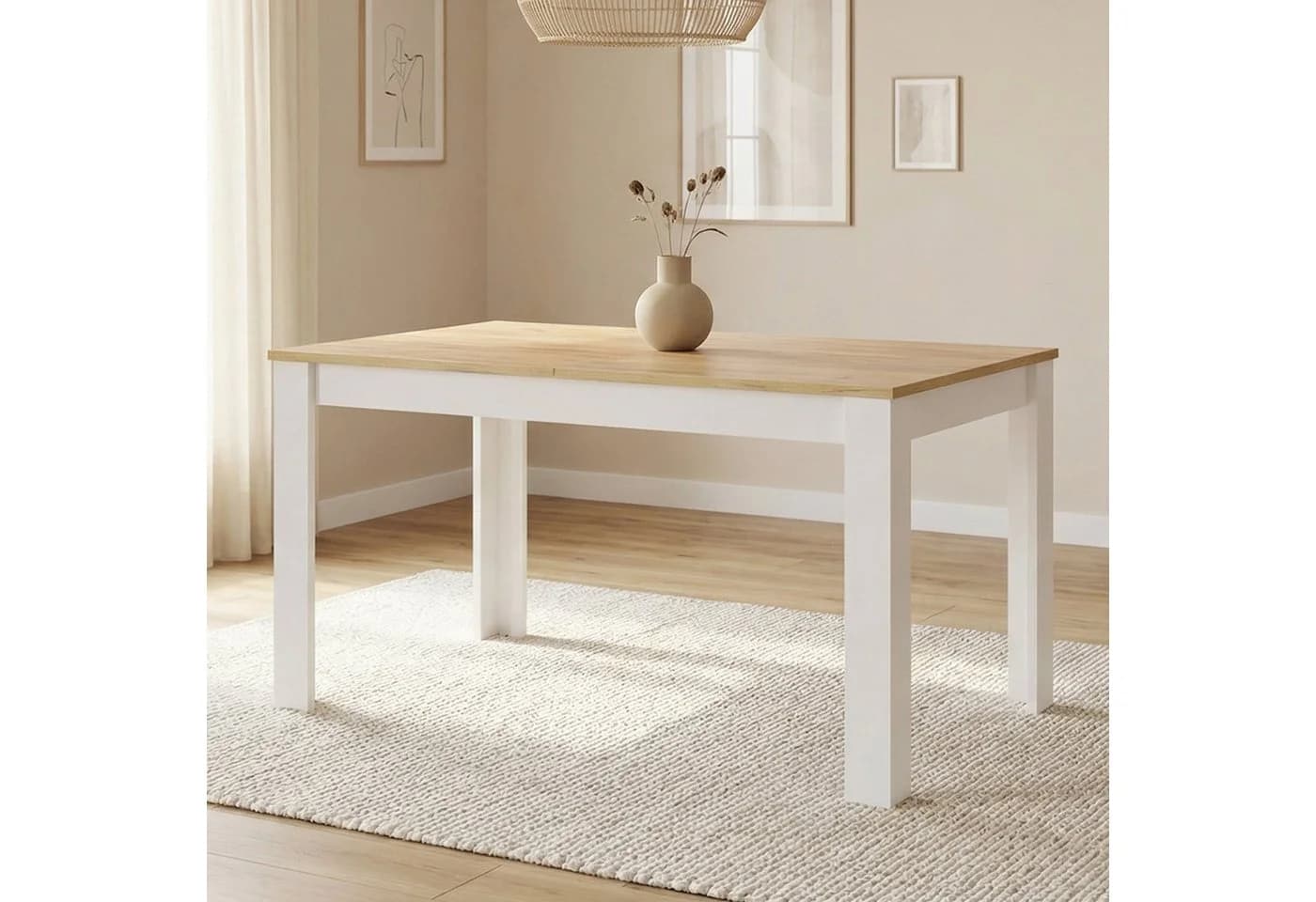 Homestyle4u Esstisch ausziehbar Weiß Eiche Optik - Bild 2