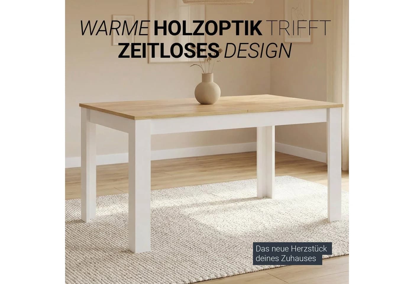 Homestyle4u Esstisch ausziehbar Weiß Eiche Optik - Bild 5