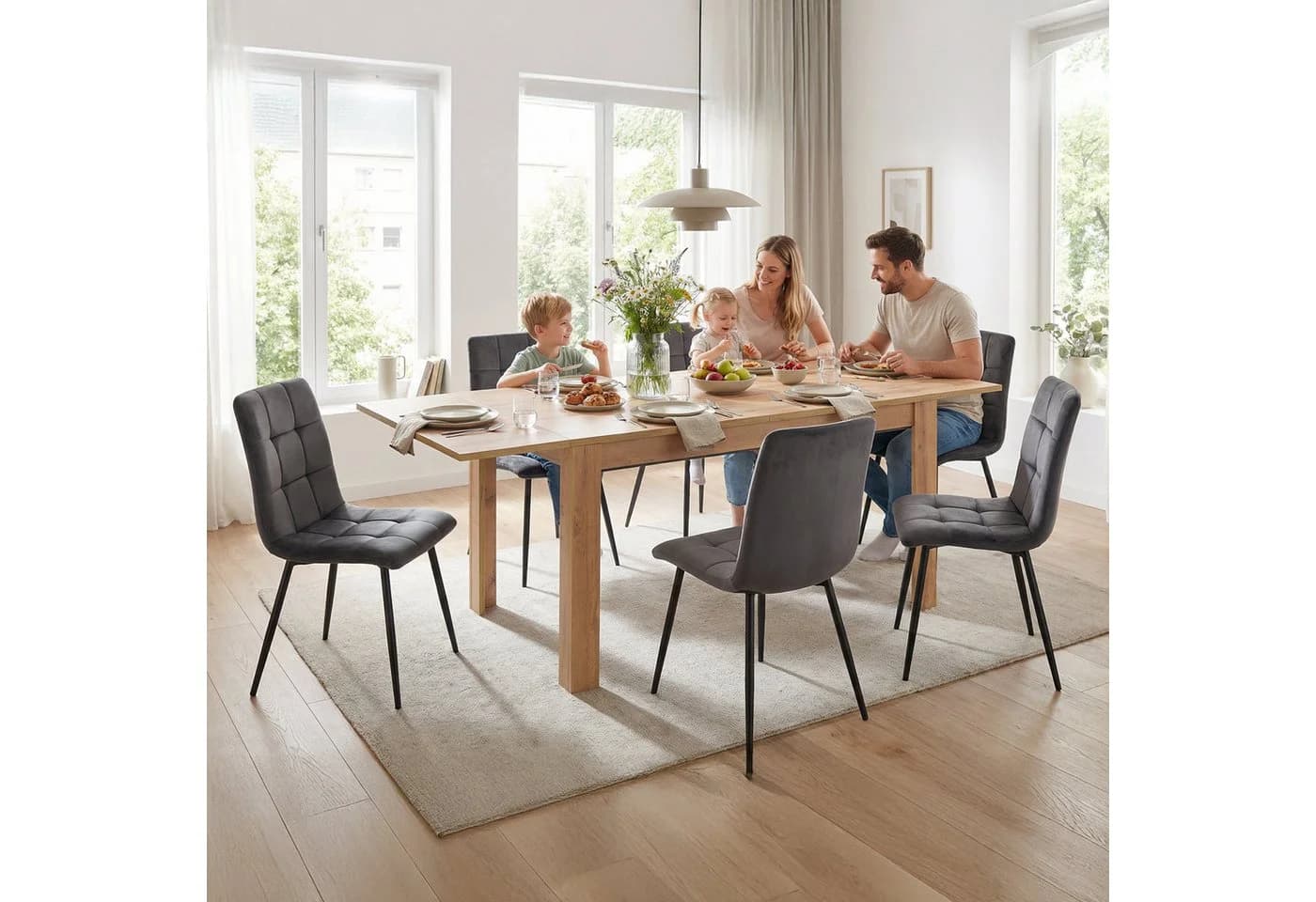 Homestyle4u Ausziehbarer Esstisch Wotan Eiche Optik - Bild 2