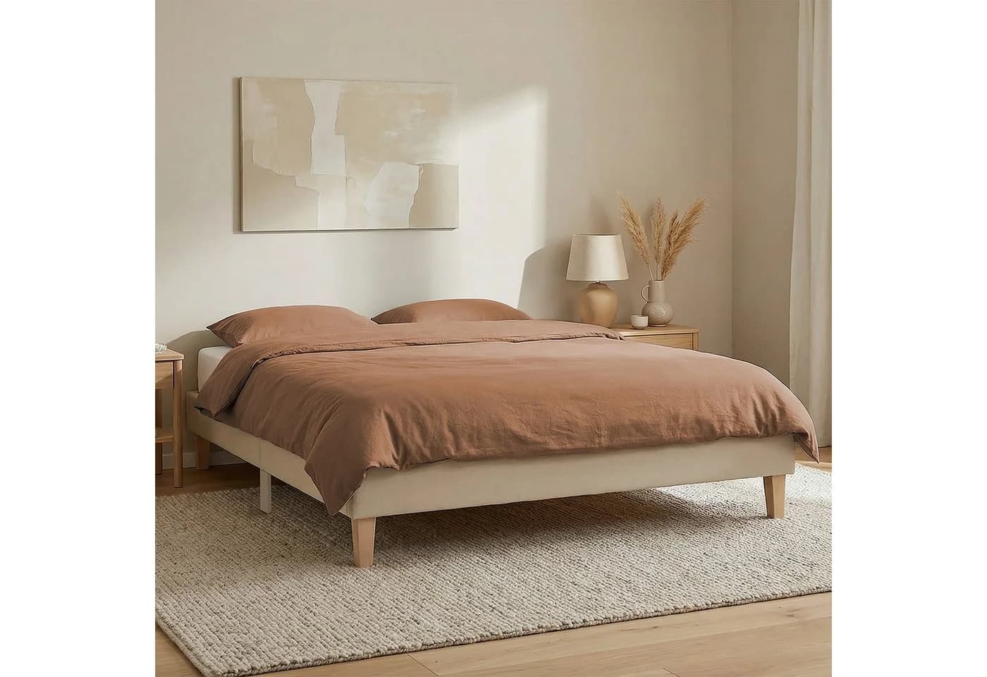 Homestyle4u Polsterbett Futon-Stil Beige mit Lattenrost - Bild 2