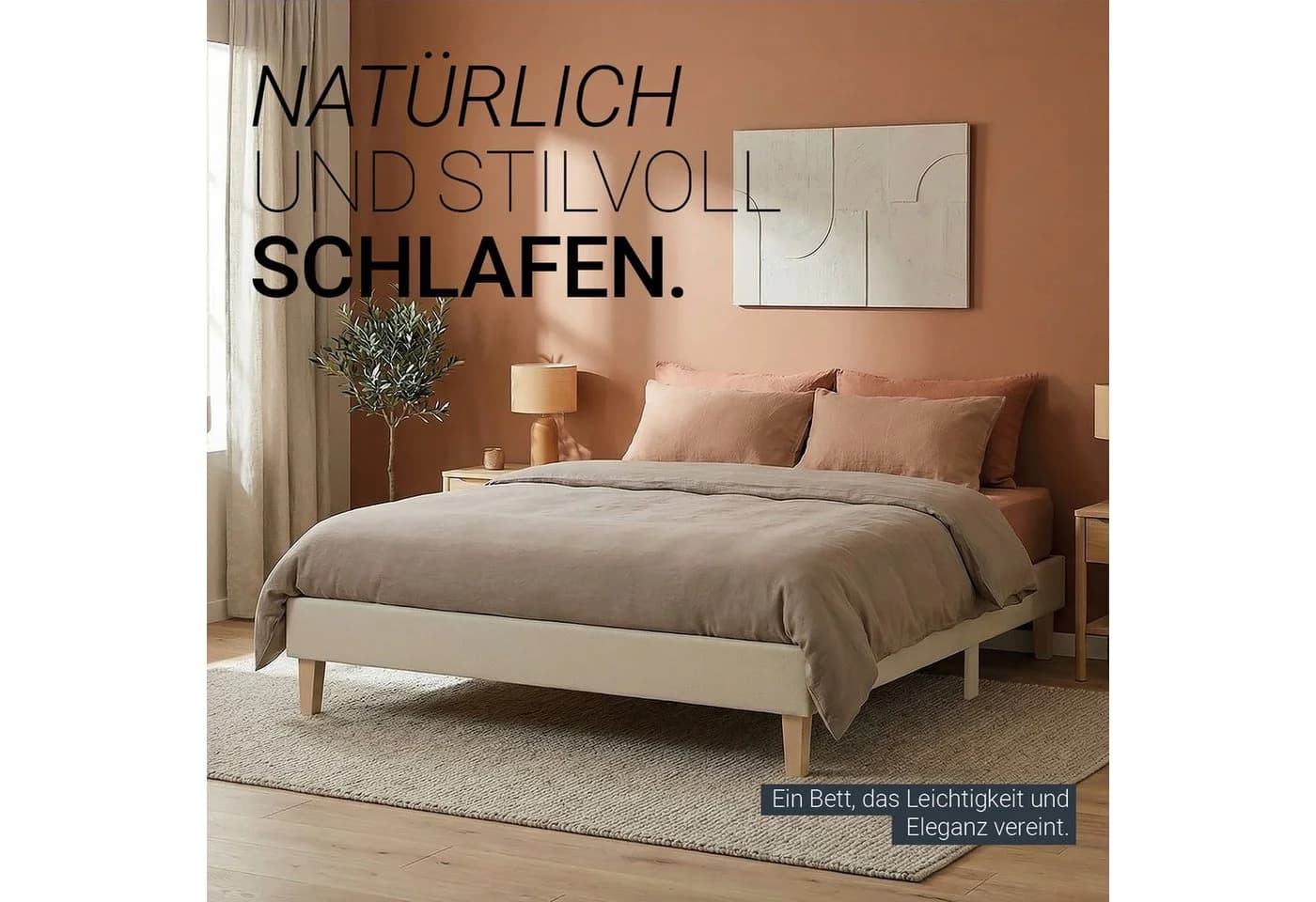 Homestyle4u Polsterbett Futon-Stil Beige mit Lattenrost - Bild 4