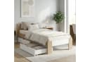 Homestyle4u Massivholzbett 90x200 mit Bettkasten Eiche Weiß Bild 2
