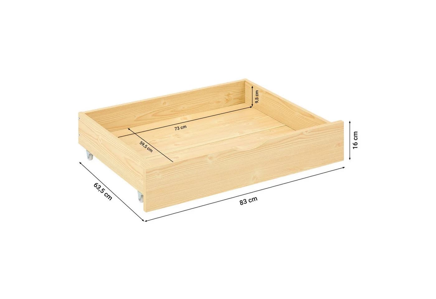 Homestyle4u Massivholzbett mit Bettkasten und Matratze H3 Natur - Bild 3