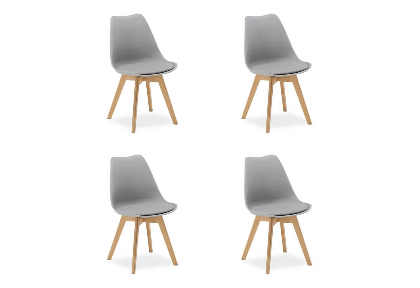 Homestyle4u Küchenstuhl 4er Set Grau Skandinavisch Buchenholz - Bild 2