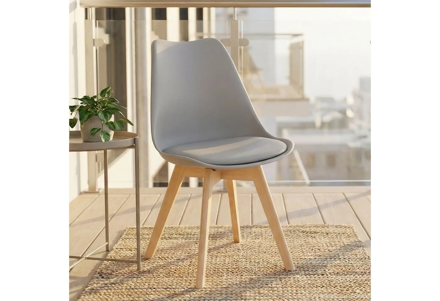 Homestyle4u Küchenstuhl 4er Set Grau Skandinavisch Buchenholz - Bild 4