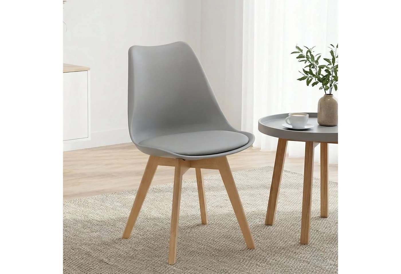 Homestyle4u Küchenstuhl 6er Set Grau Skandinavisch Buchenholz