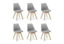 Homestyle4u Küchenstuhl 6er Set Grau Skandinavisch Buchenholz Bild 2