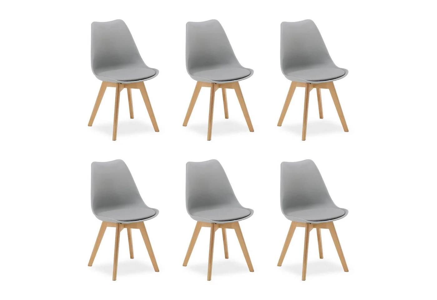 Homestyle4u Küchenstuhl 6er Set Grau Skandinavisch Buchenholz - Bild 2