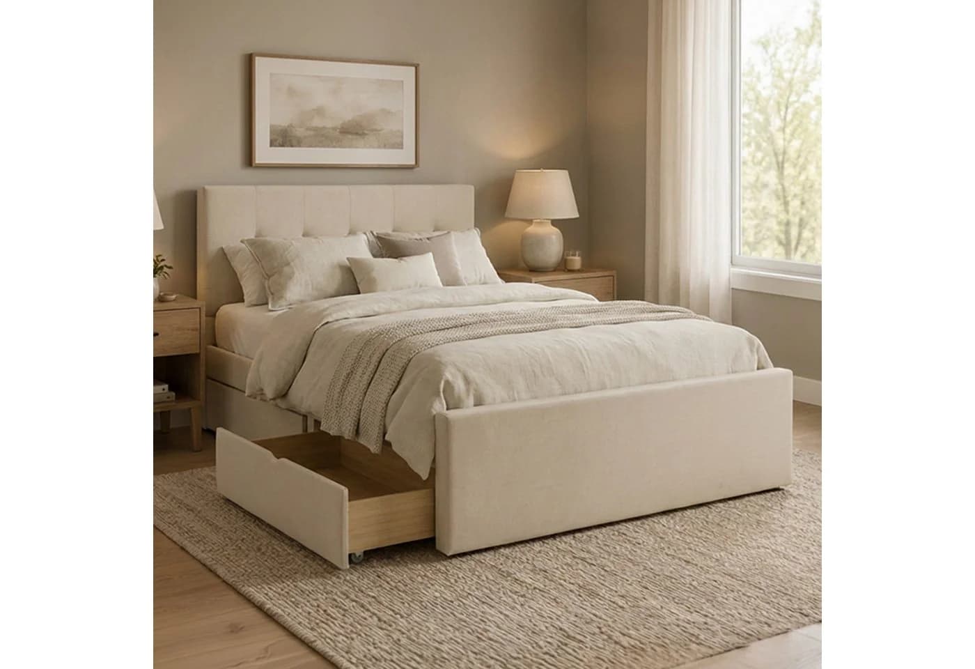 Homestyle4u Polsterbett 140x200 mit Stauraum und Lattenrost - Bild 2