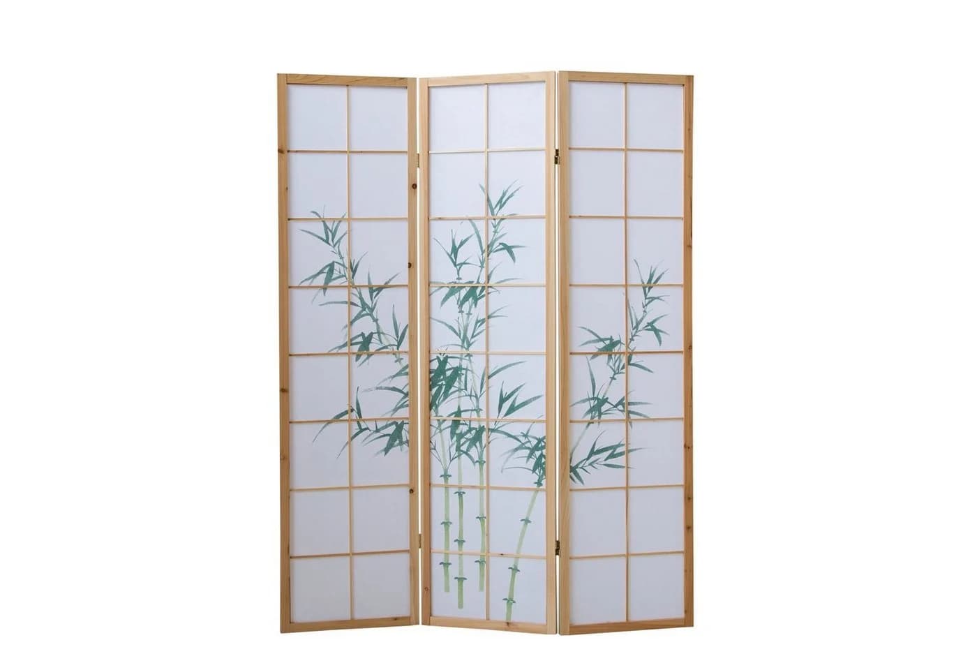 Homestyle4u Paravent 3-teilig Bambus Shoji Holz Natur Weiß - Bild 2