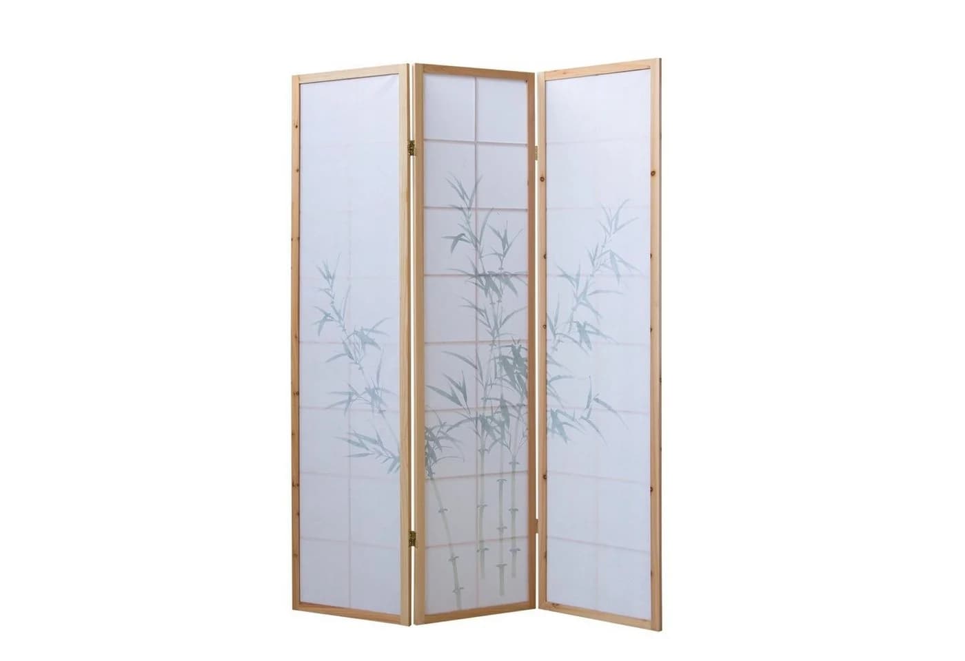 Homestyle4u Paravent 3-teilig Bambus Shoji Holz Natur Weiß - Bild 5