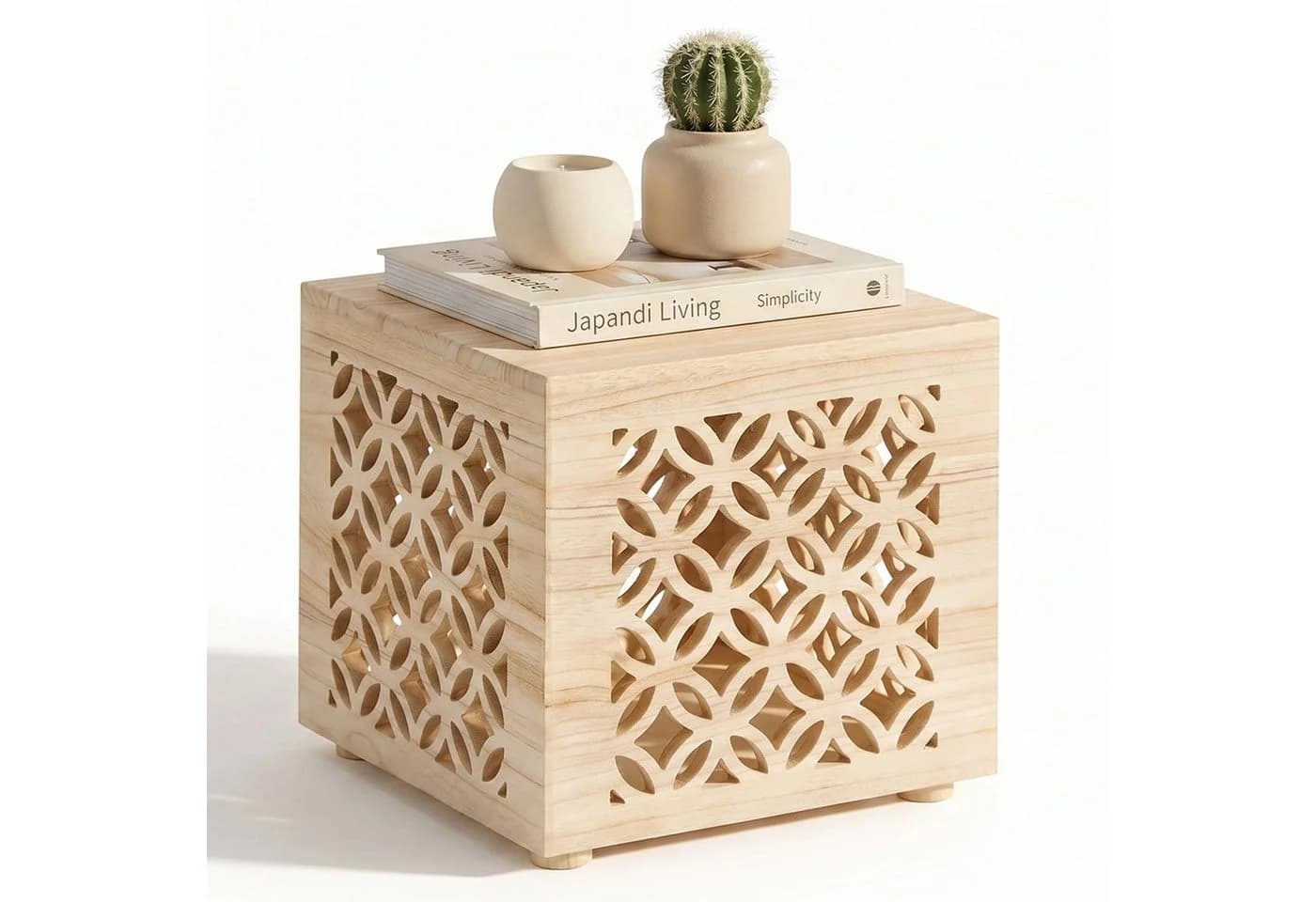 Homestyle4u Nachttisch Hocker Holz Würfel braun - Bild 2