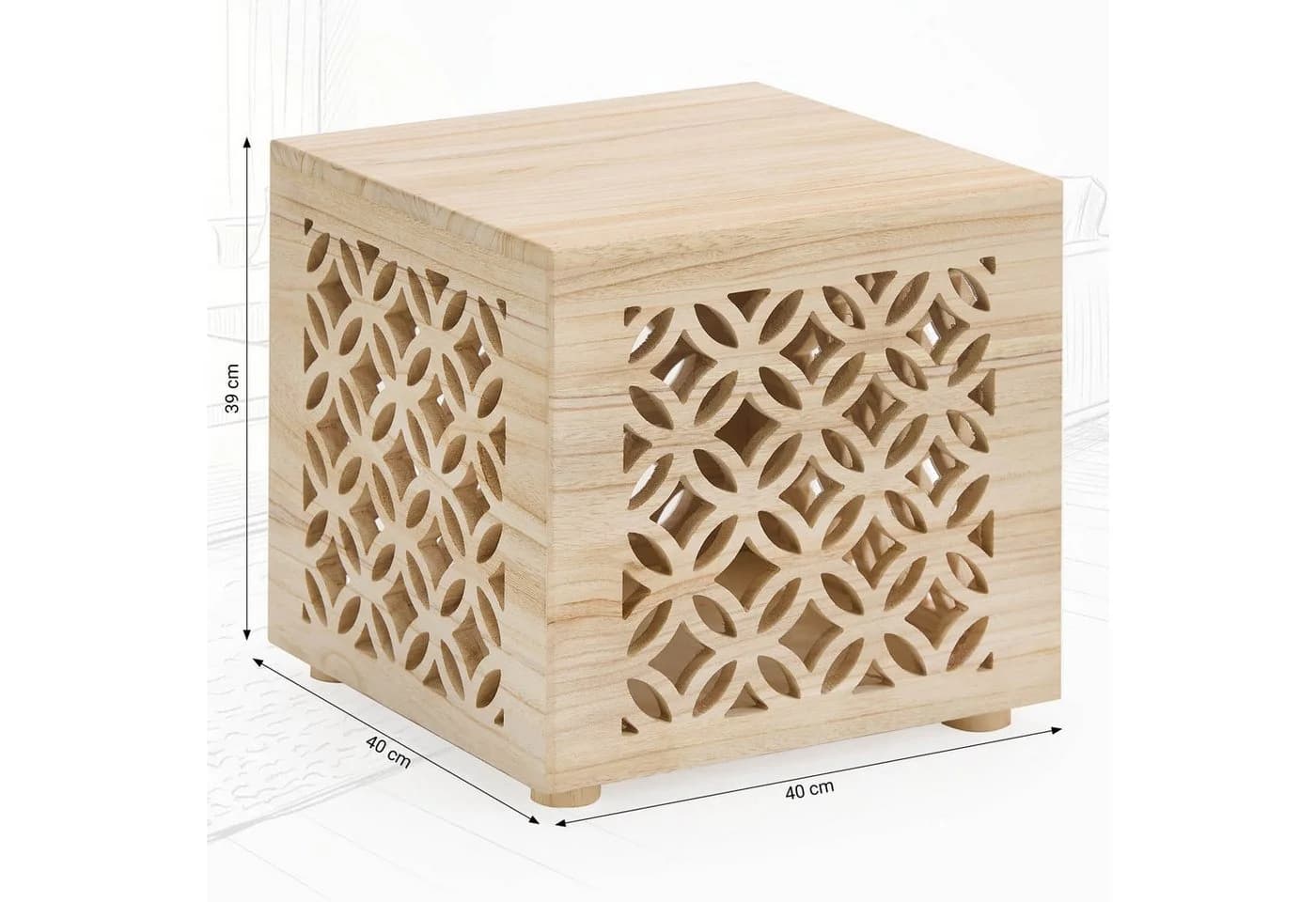Homestyle4u Nachttisch Hocker Holz Würfel braun - Bild 3