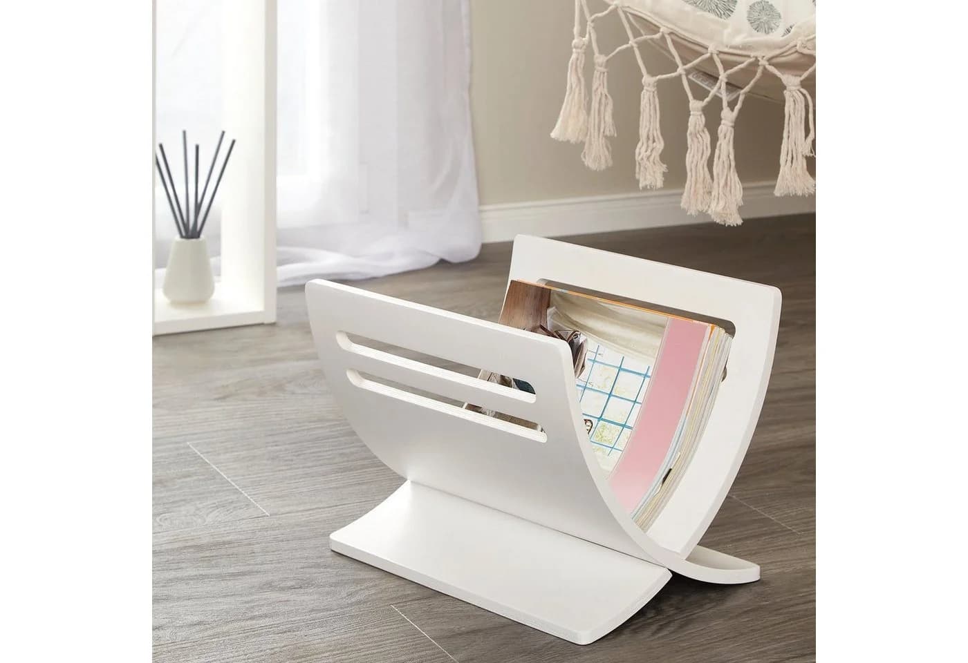Homestyle4u Zeitungsständer Magazinhalter Holz Weiß