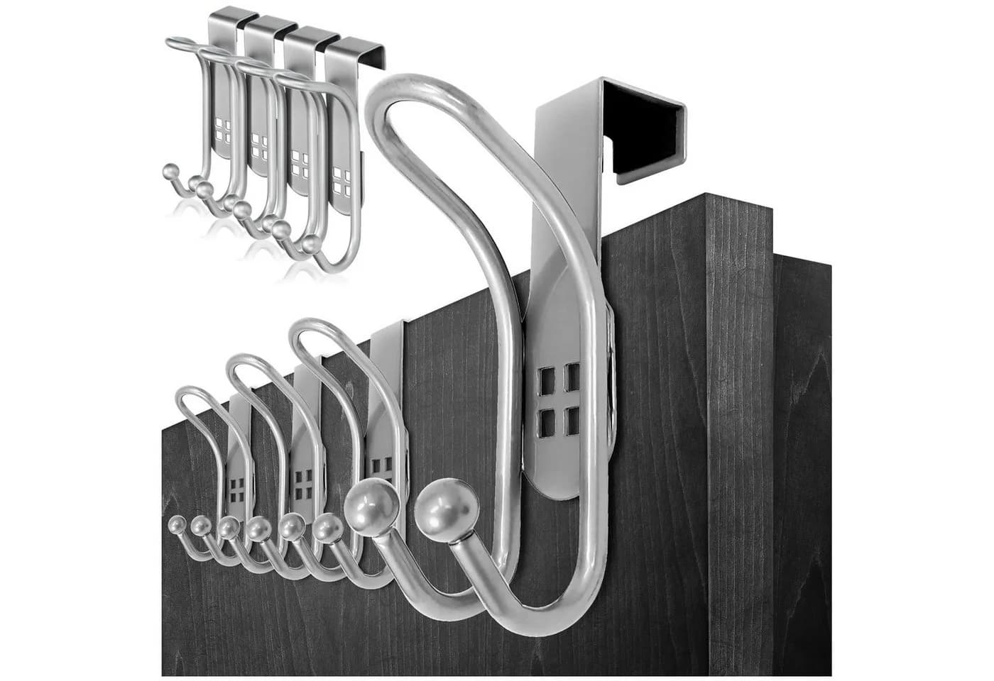 com-four Türhaken Doppel-Kleiderhaken silber Schaumstoff-Schutz - Bild 2