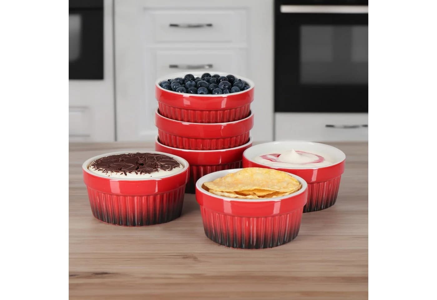 com-four Auflaufform Ragout Fin Schale Rot Keramik 6er Set