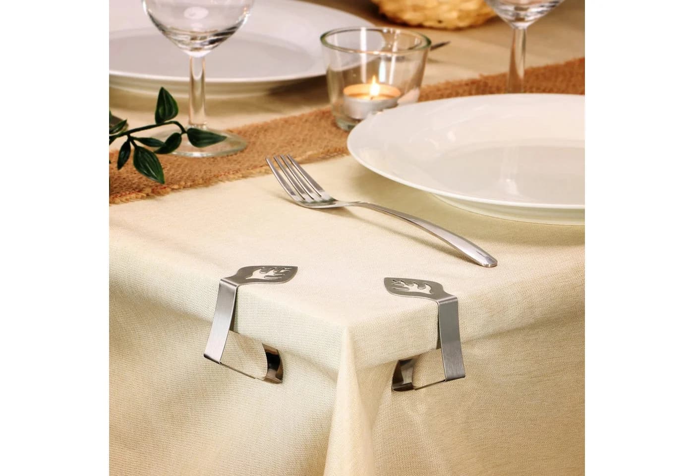 com-four Tischtuchklammer Premium Edelstahl 8-tlg. Silber
