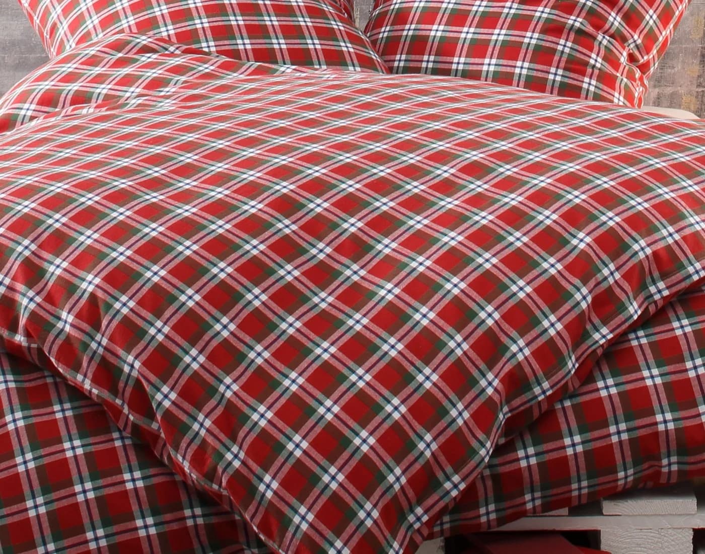 BETTWAESCHE-MIT-STIL Bettwäsche Karo Feinflanell Toronto, 3 teilig