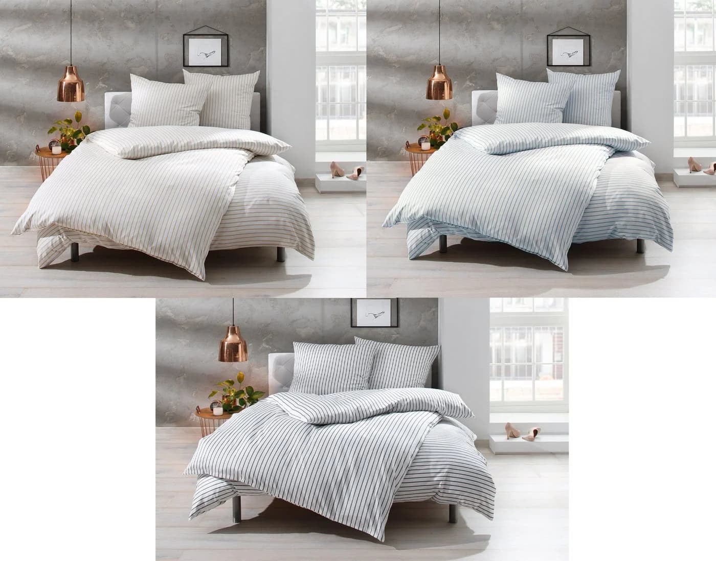 BETTWAESCHE-MIT-STIL Bettwäsche Mako Satin Streifen Den Haag 2-teilig