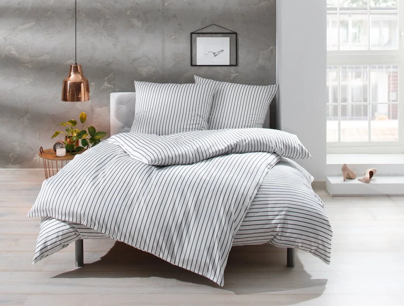 BETTWAESCHE-MIT-STIL Bettwäsche Mako Satin Streifen Den Haag 2-teilig - Bild 2