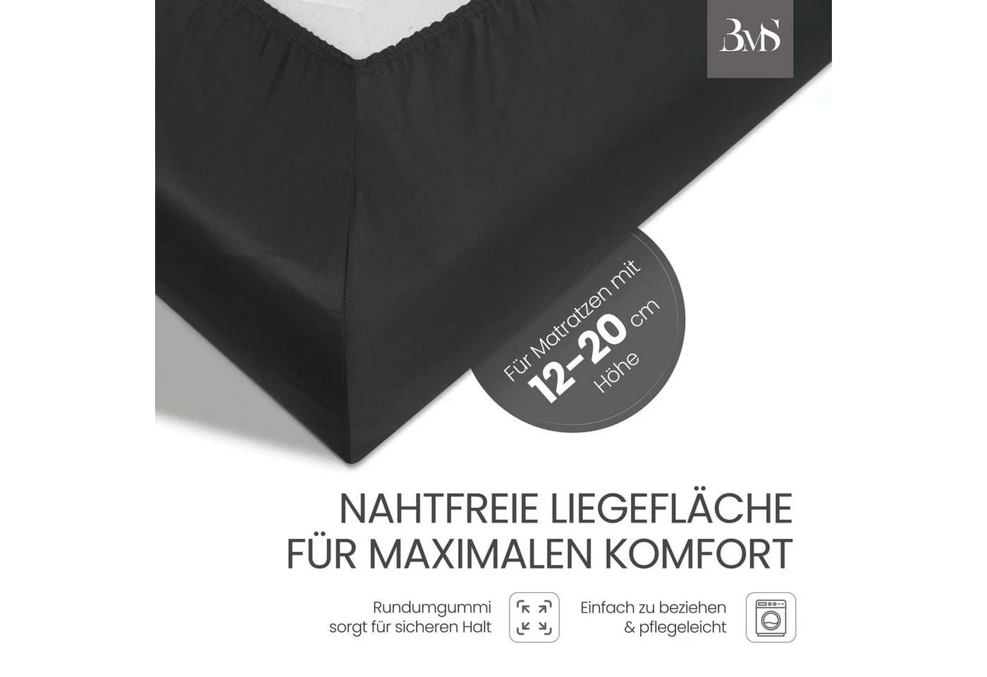 BETTWAESCHE-MIT-STIL Spannbettlaken Mako Satin Anthrazit - Bild 3