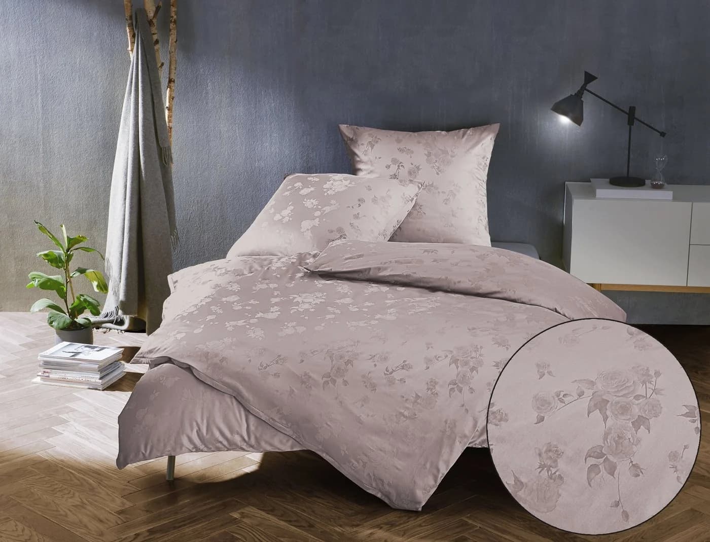 Bettwaesche-mit-Stil Bettwäsche Mako Satin Jacquard Zoé Rose - Bild 2