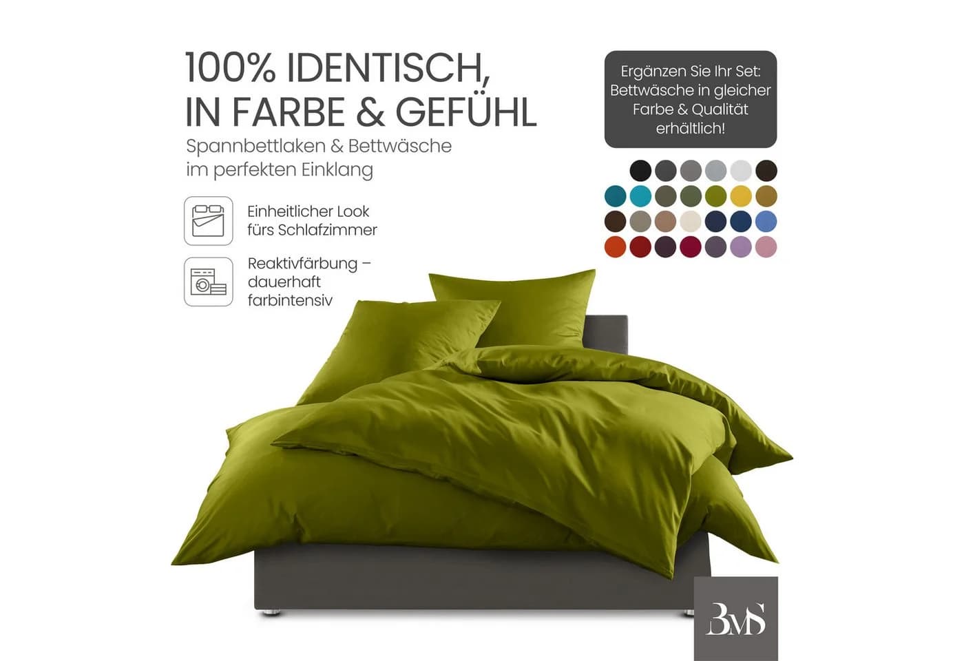 BETTWAESCHE-MIT-STIL Spannbettlaken Mako Satin Grün - Bild 4