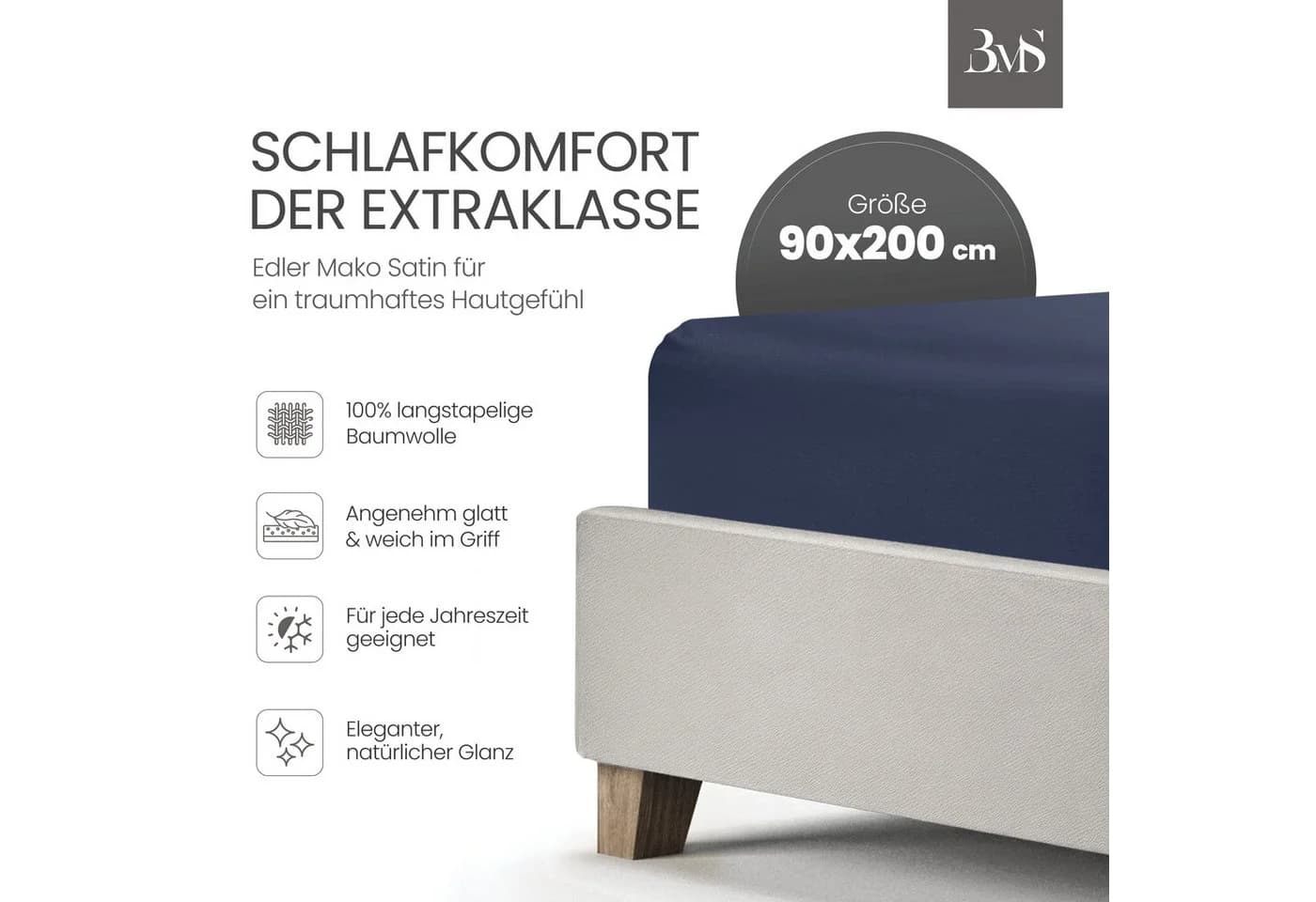 BETTWAESCHE-MIT-STIL Spannbettlaken Mako-Satin