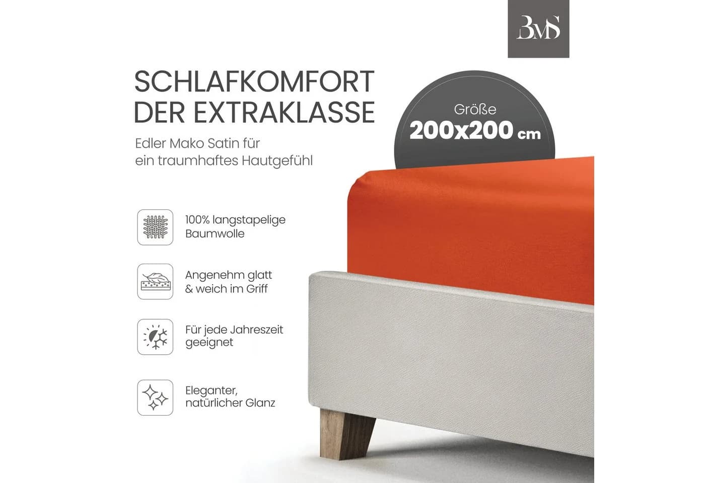 BETTWAESCHE-MIT-STIL Spannbettlaken Mako Satin Orange