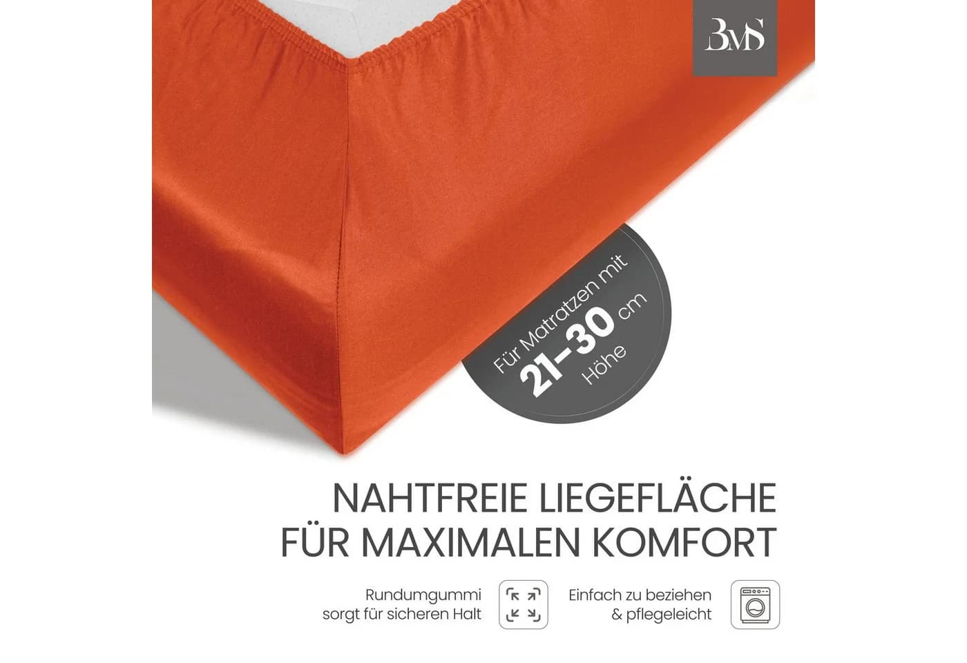 BETTWAESCHE-MIT-STIL Spannbettlaken Mako Satin Orange - Bild 3