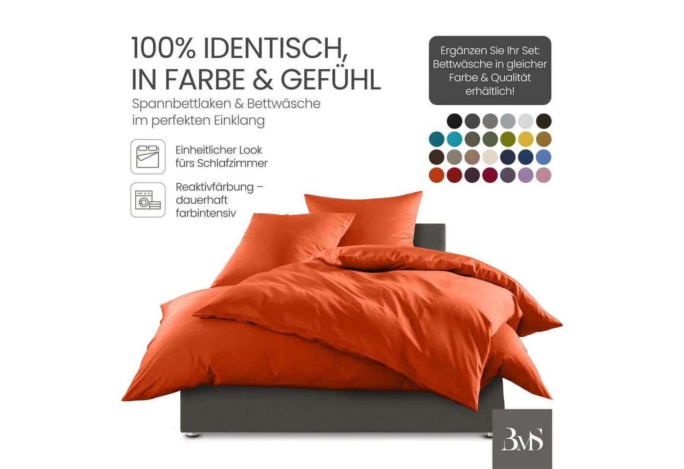 BETTWAESCHE-MIT-STIL Spannbettlaken Mako Satin Orange - Bild 4