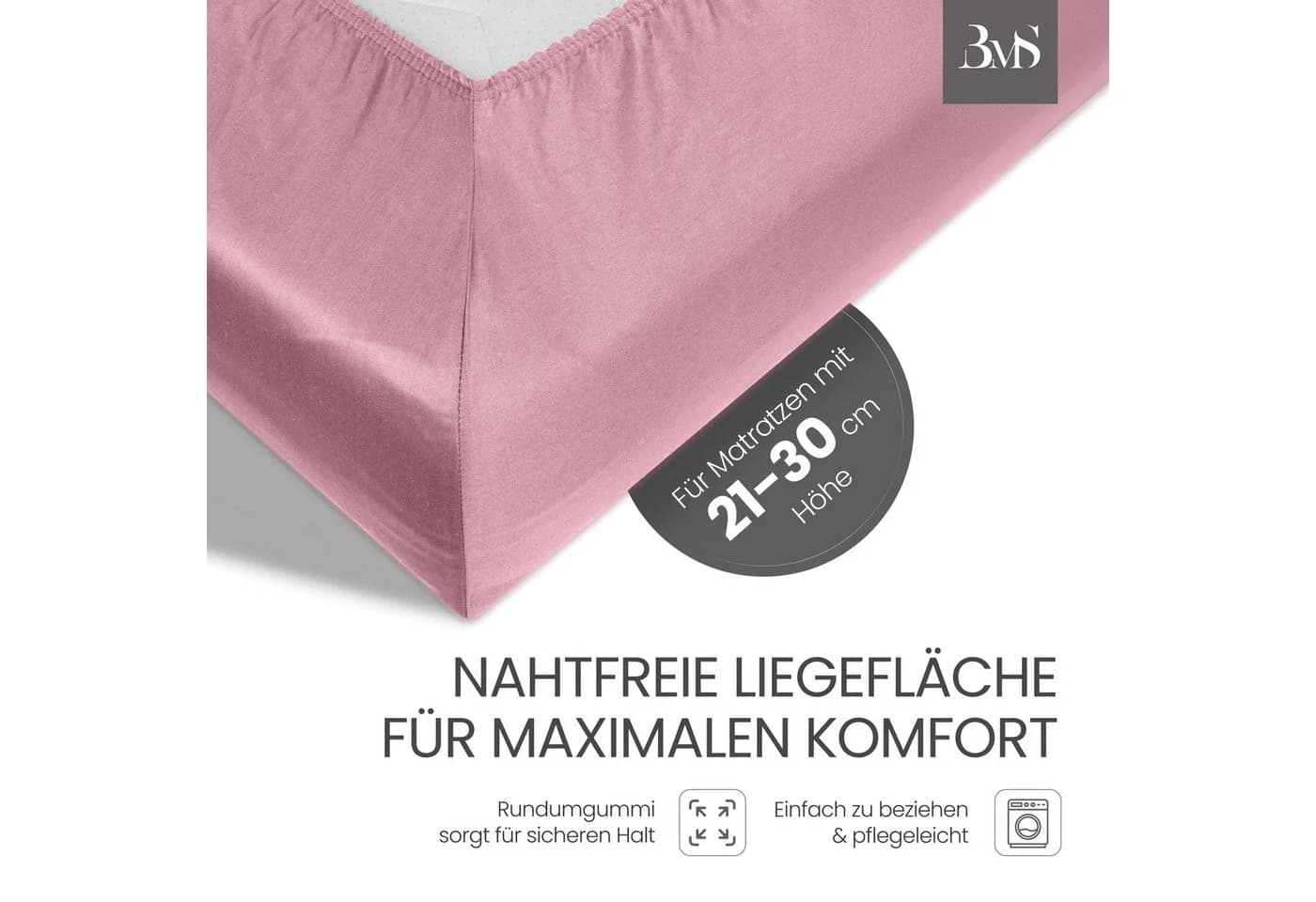 BETTWAESCHE-MIT-STIL Spannbettlaken Mako Satin Rosa - Bild 3