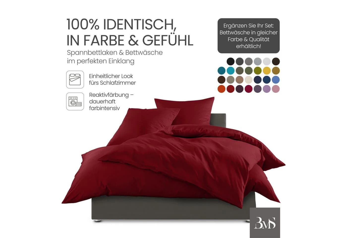 BETTWAESCHE-MIT-STIL Spannbettlaken Mako-Satin Rot 31-40 cm - Bild 4