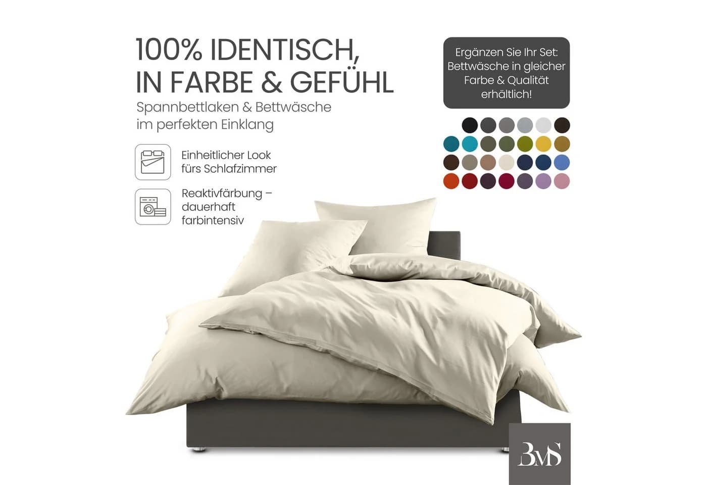 BETTWAESCHE-MIT-STIL Spannbettlaken Mako Satin Beige 31-40 cm - Bild 4