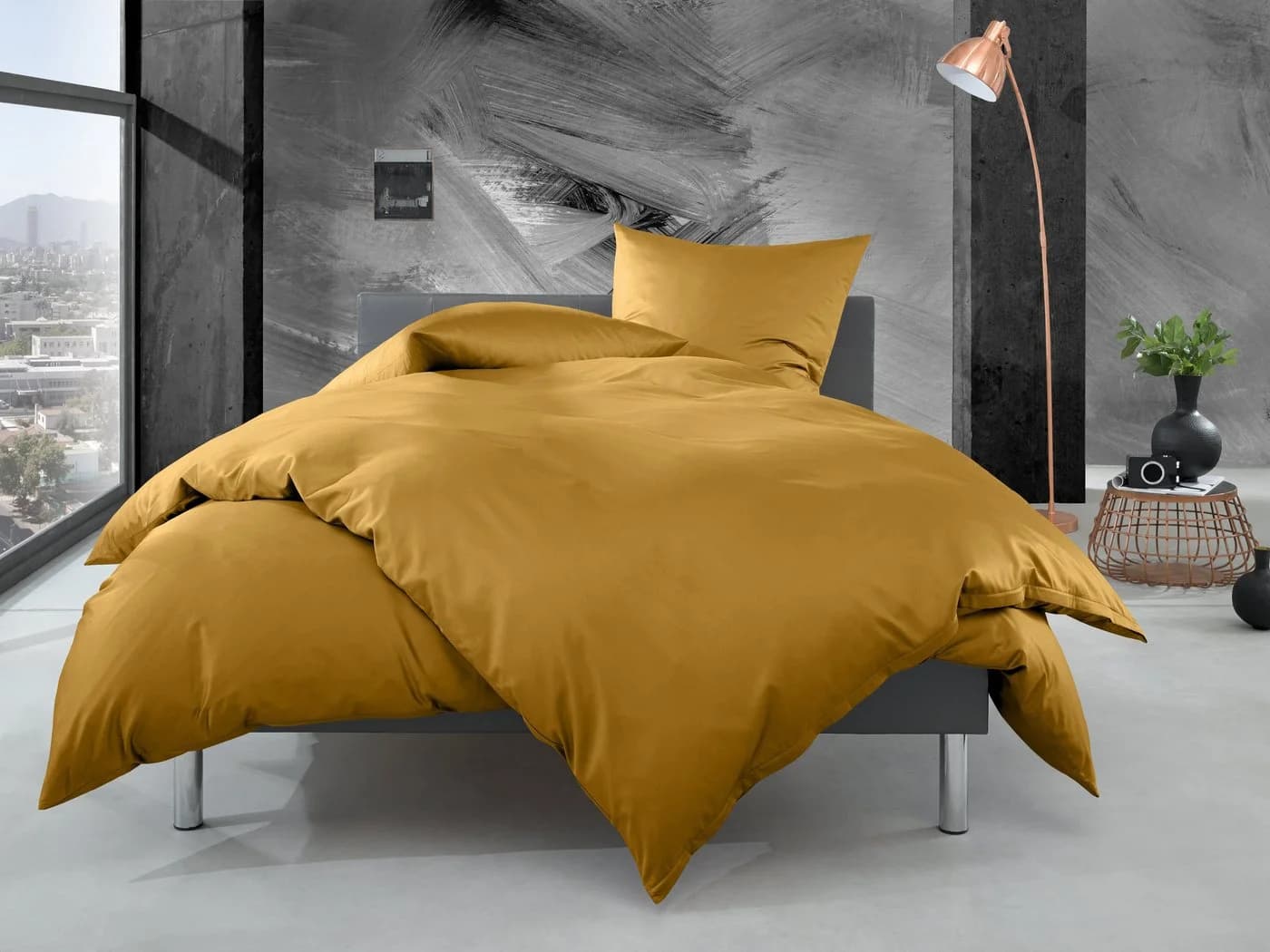 BETTWAESCHE-MIT-STIL Bettwäsche Mako Perkal Uni Gold 2-teilig - Bild 2