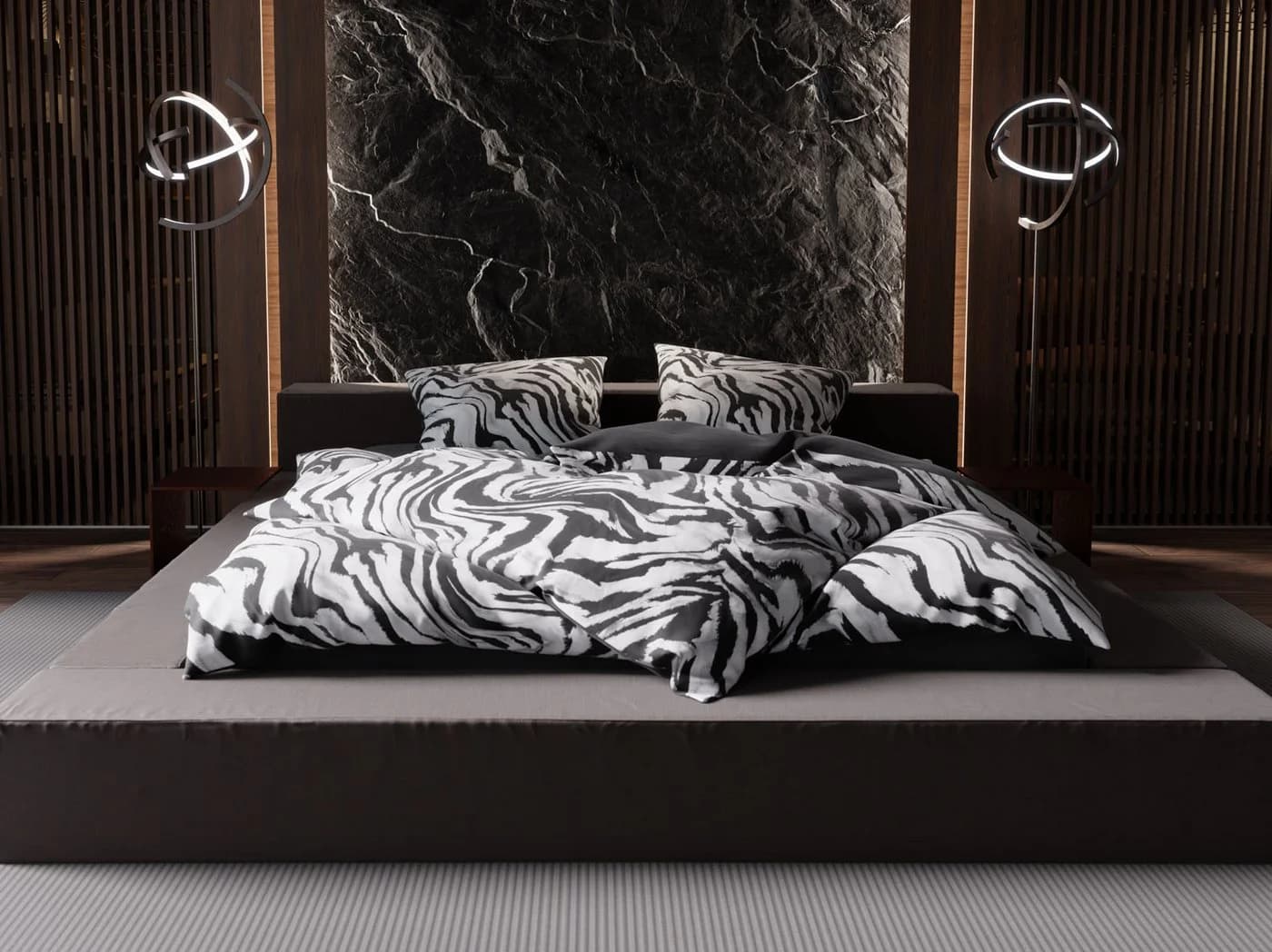 Bettwäsche Mako Satin Wende Zebra Schwarz Weiß 3-teilig - Bild 2