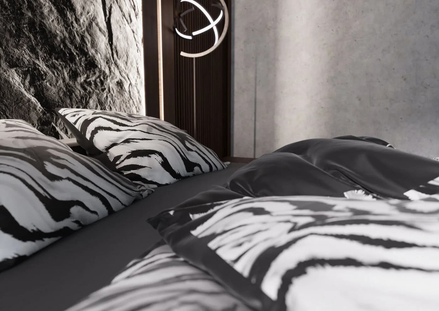 Bettwäsche Mako Satin Wende Zebra Schwarz Weiß 3-teilig - Bild 3