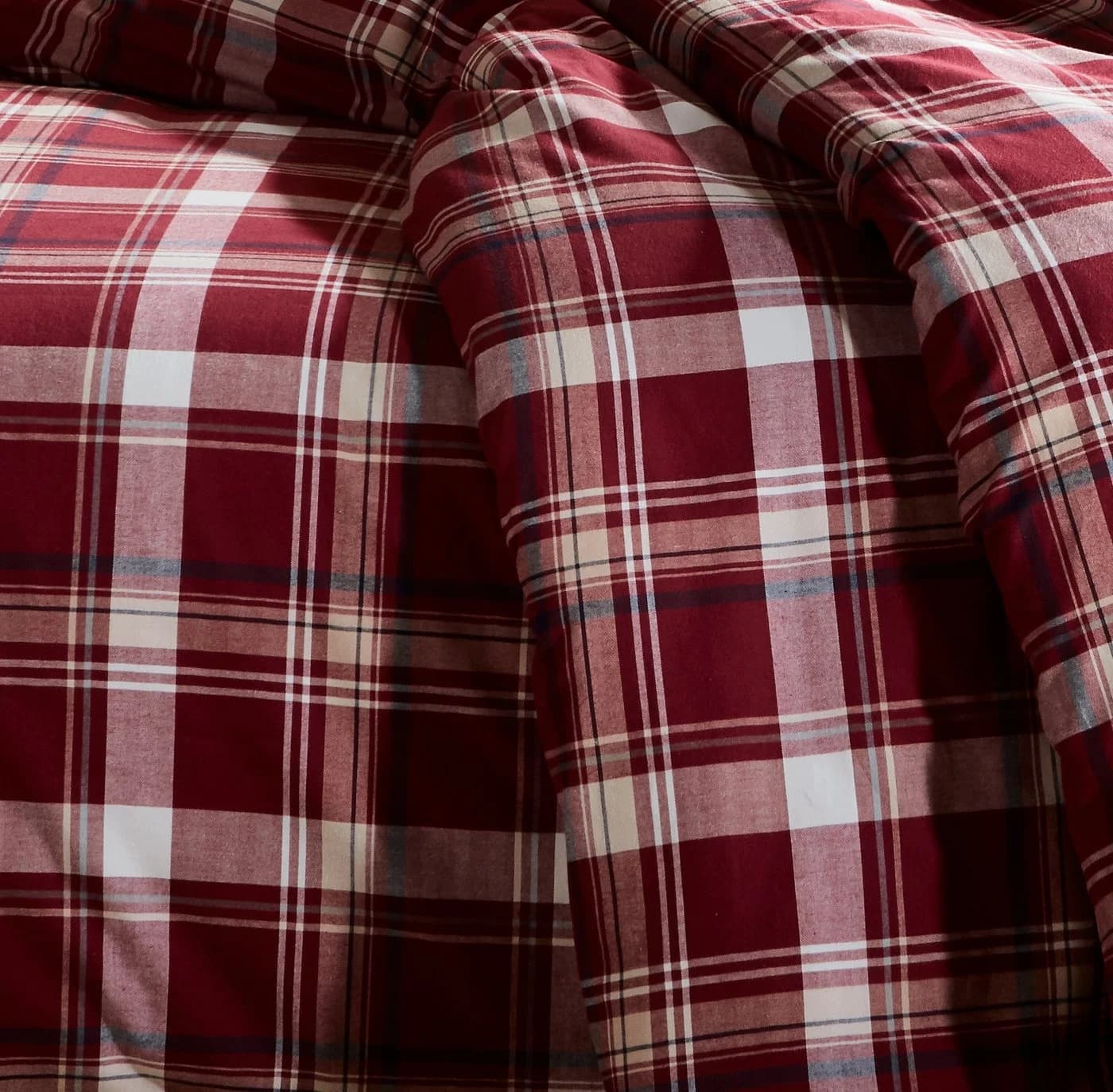 BETTWAESCHE-MIT-STIL Bettwäsche Karo Feinflanell Aspen 2-teilig Rot-Blau-Weiß