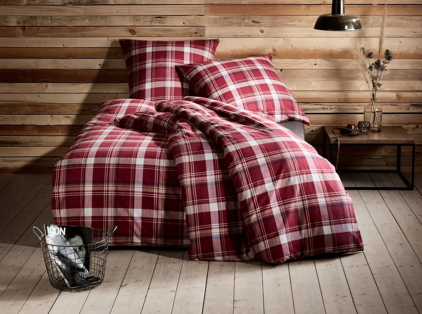 BETTWAESCHE-MIT-STIL Bettwäsche Karo Feinflanell Aspen 2-teilig Rot-Blau-Weiß - Bild 2