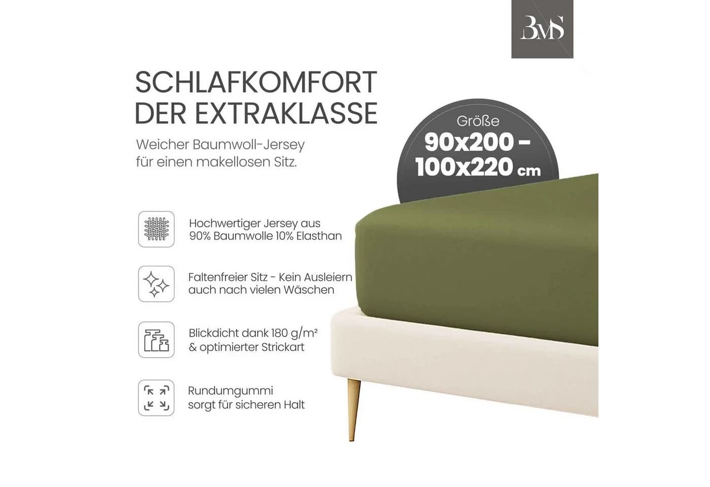 BETTWAESCHE-MIT-STIL Spannbettlaken Jersey Grün